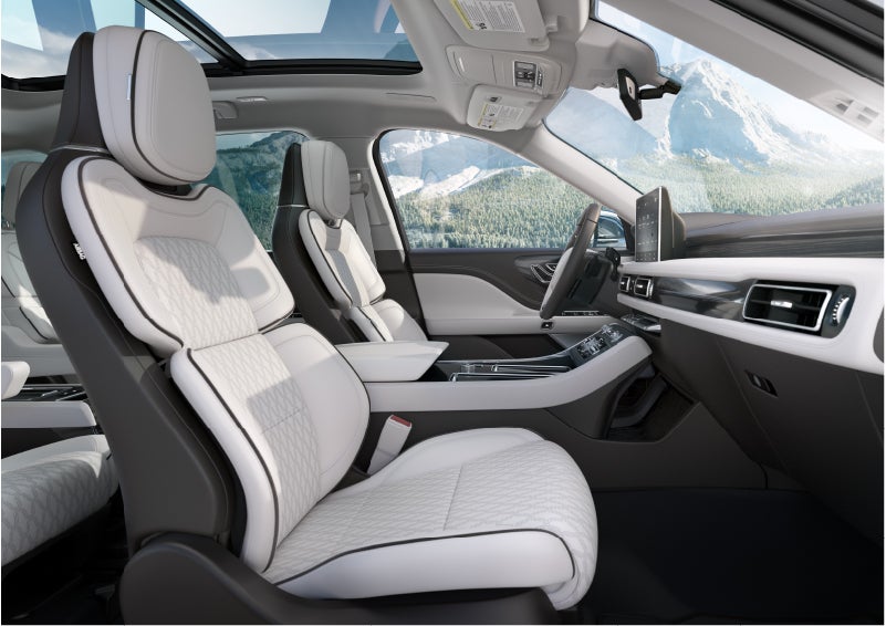 The interior of a Lincoln Aviator® Black Label model is shown in the Chalet theme | Parks Lincoln of Gainesville in Gainesville FL